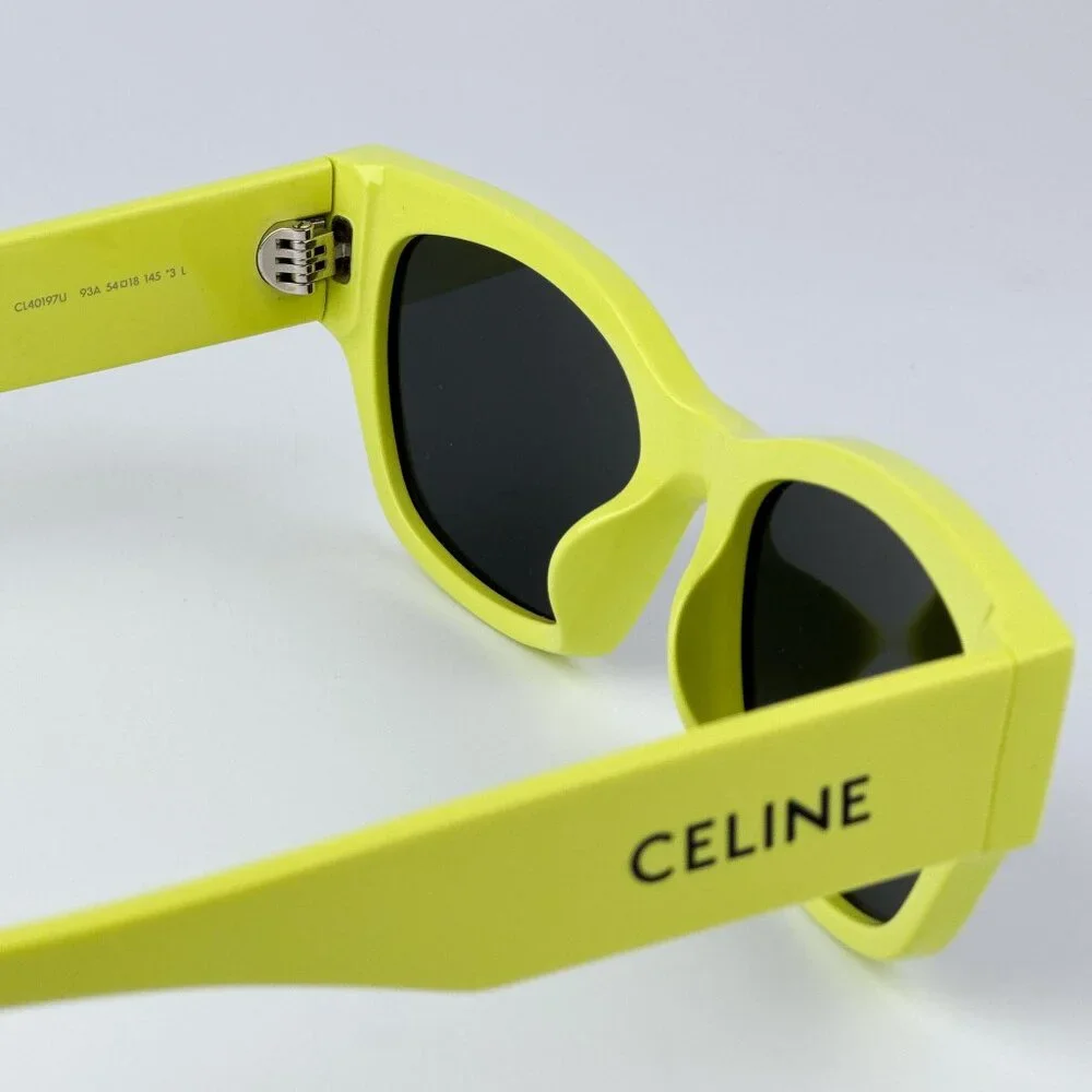 Celine MONOCHROMS CL40197U 93A Men BRAND NEW Sunglasses Lime Green Grey Cat Eye
